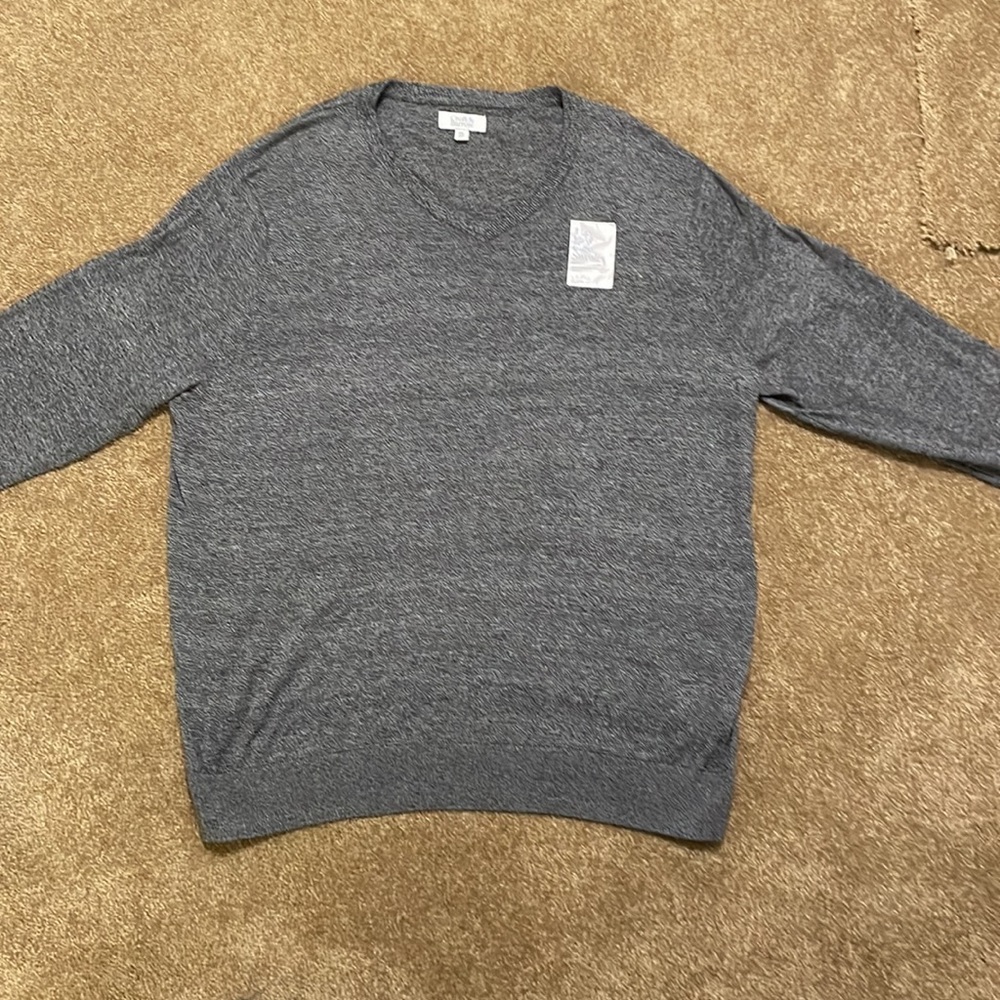 New XXL Men’s Croft & Barrow Easy Care Solid V-Neck Sweater - Light Orbit